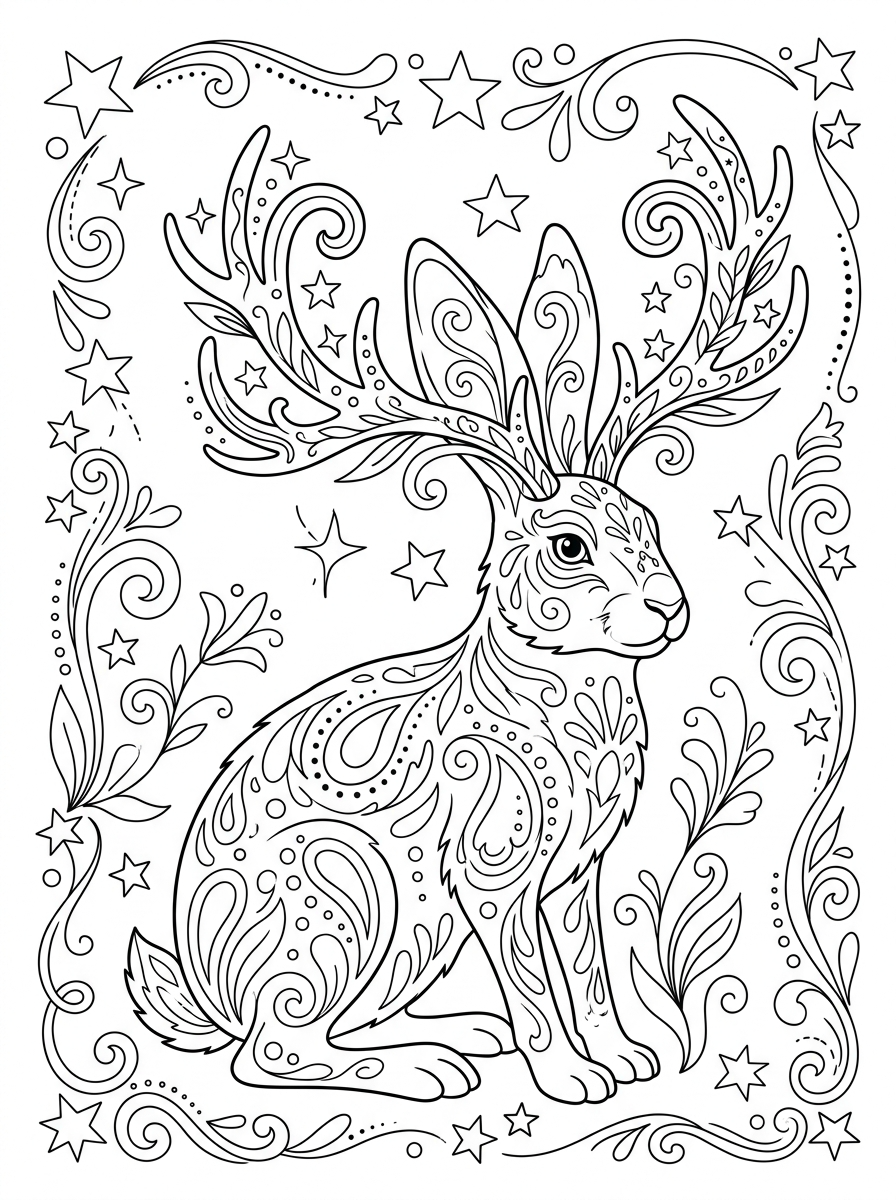 Jackalope ornament coloring pages 1