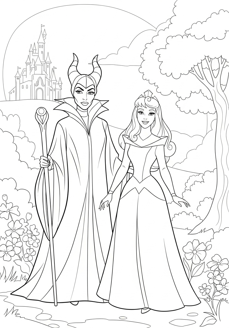 kawaii cute Maleficent coloring pages 1