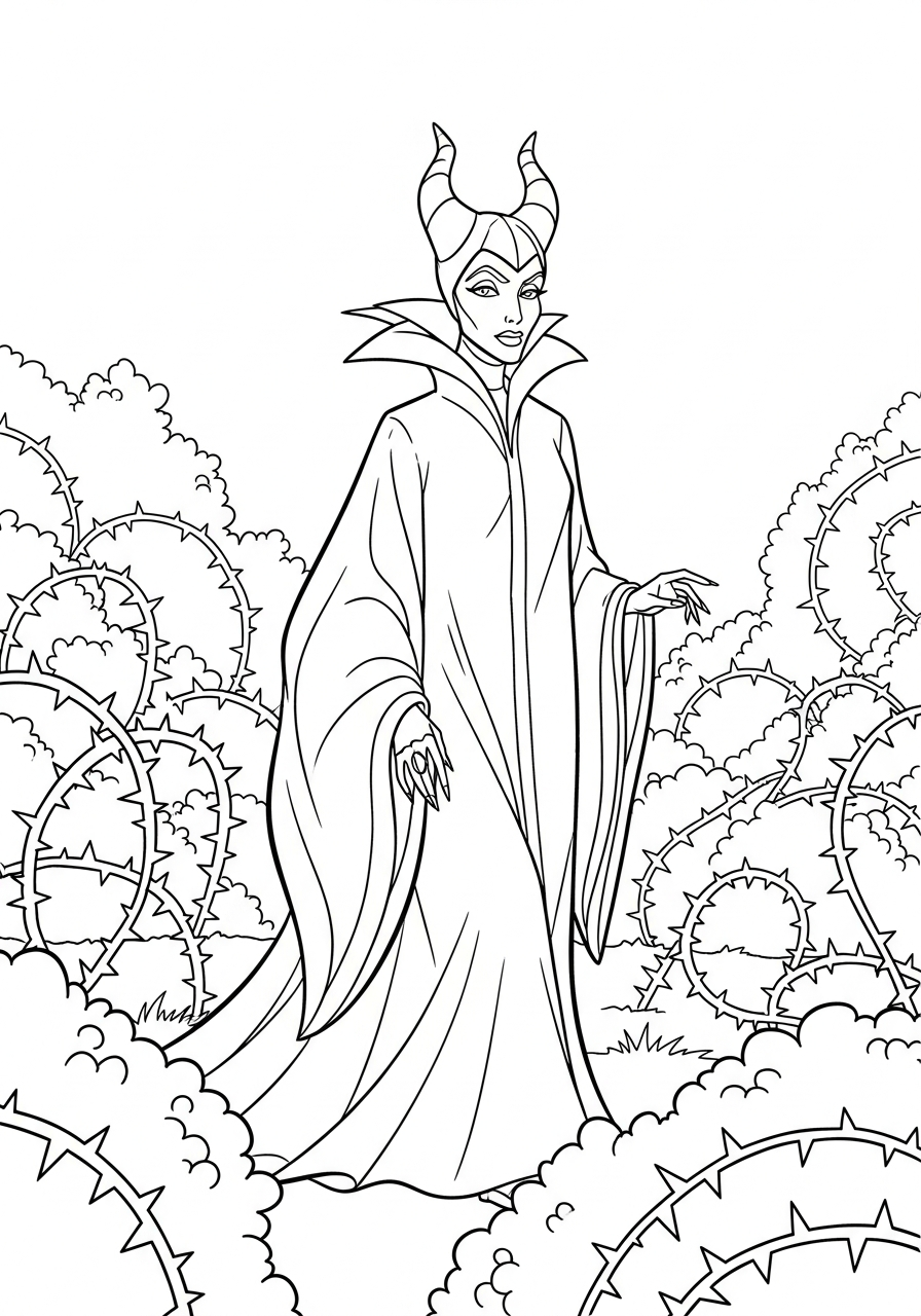 detailed Maleficent coloring pages for adults 1