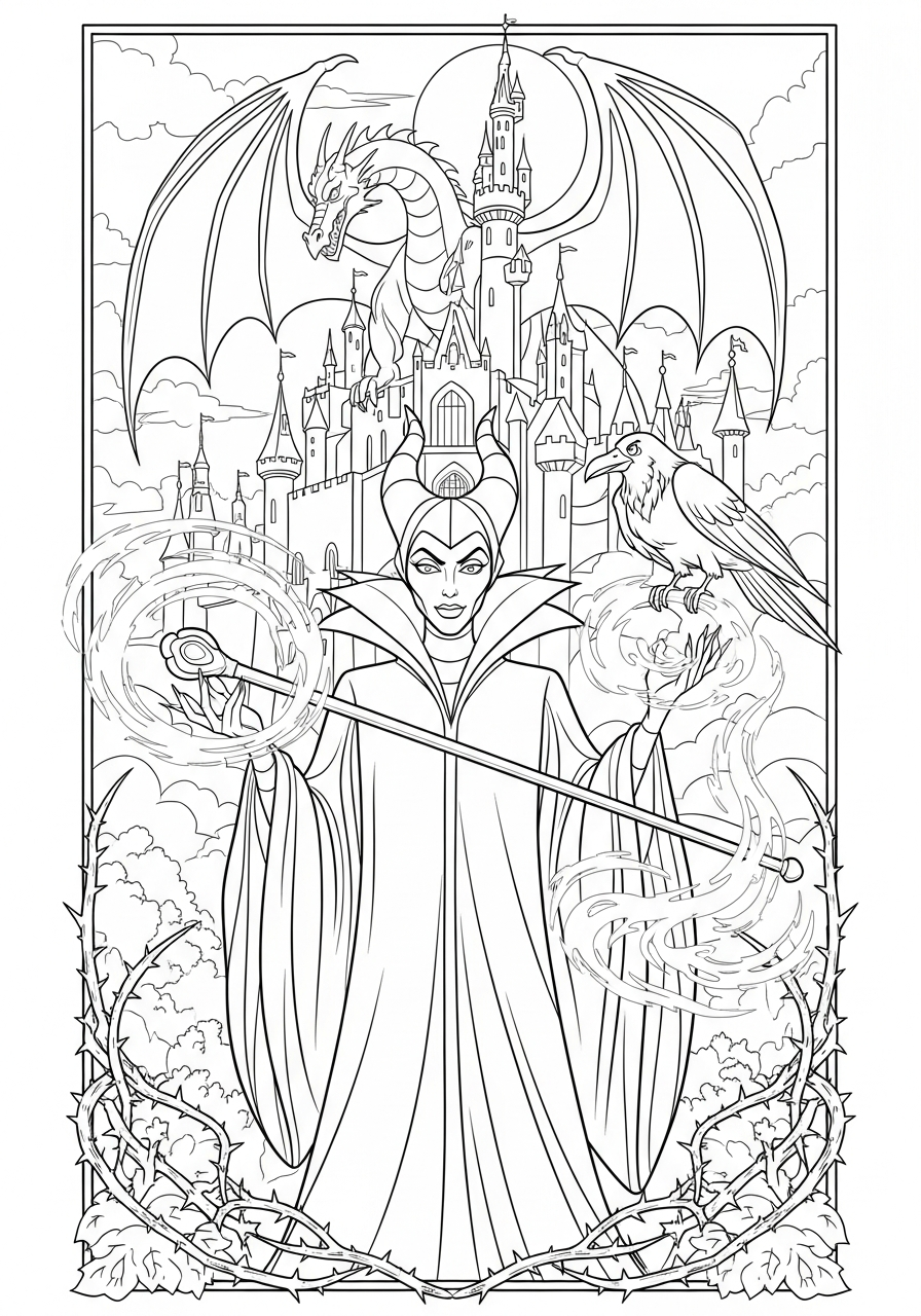 free Maleficent coloring pages for adults