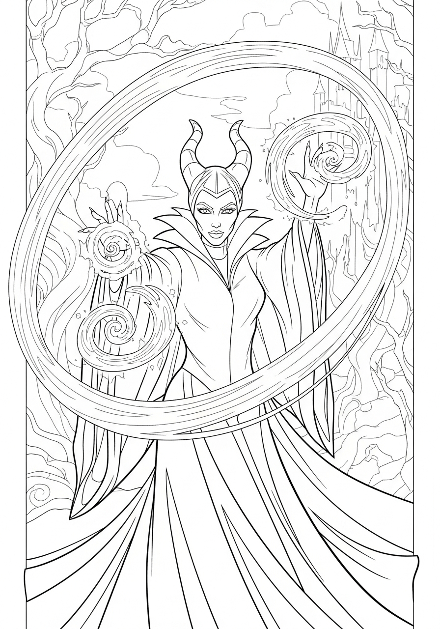 easy cute Maleficent coloring pages