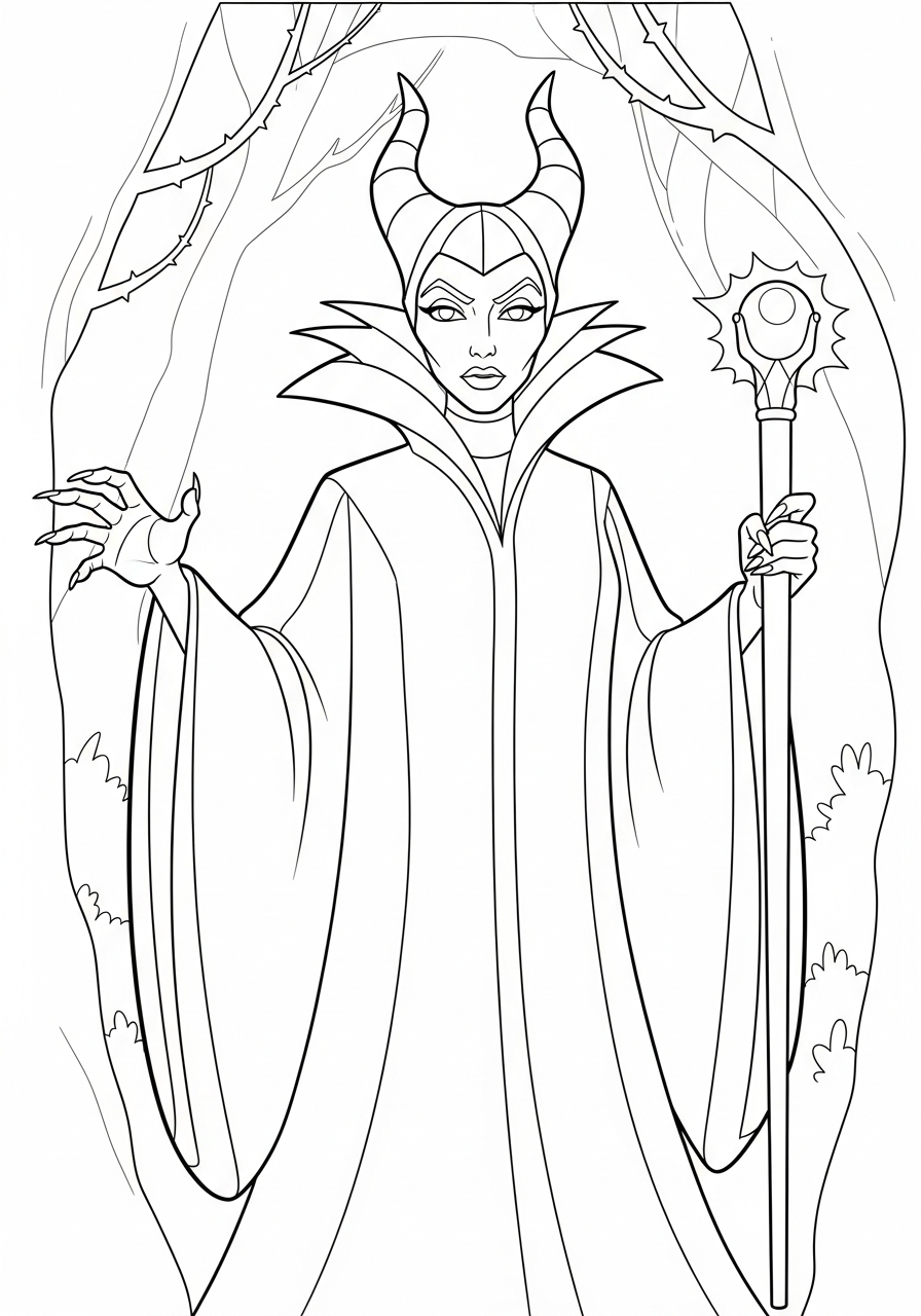 free coloring Maleficent pages 1