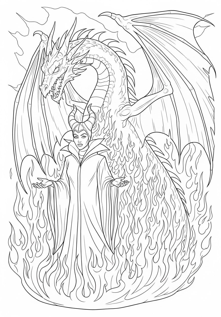 detailed Maleficent coloring pages for adults