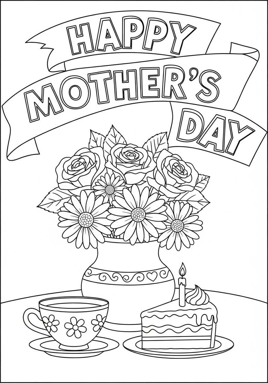 Mother’s Day ornaments coloring pages