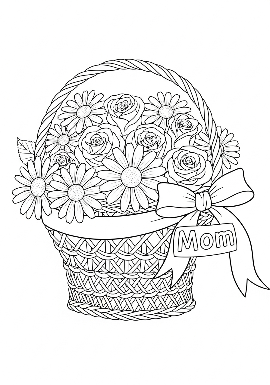 Mother’s Day decorations coloring pages 1