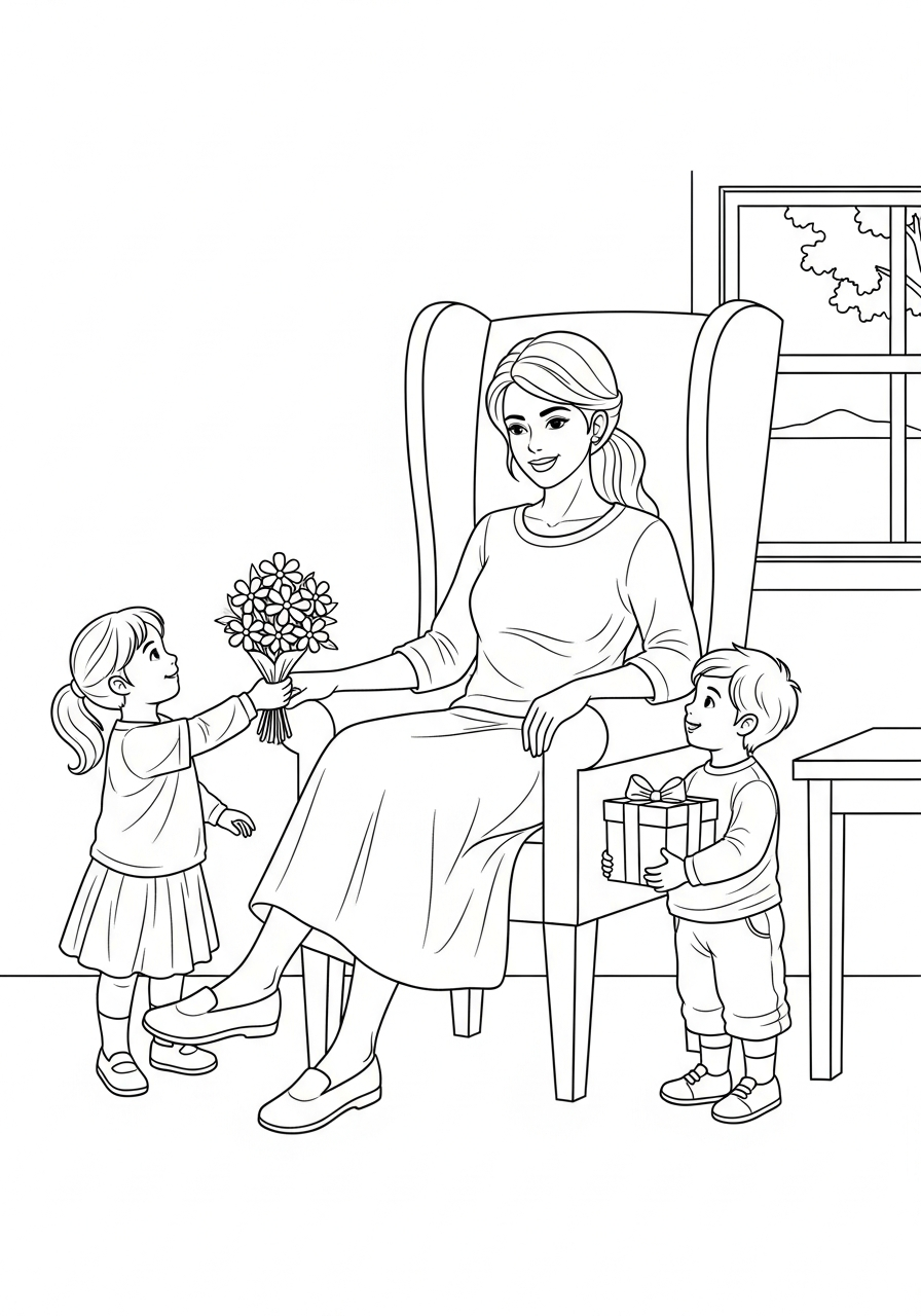 free Mother’s Day tree coloring pages