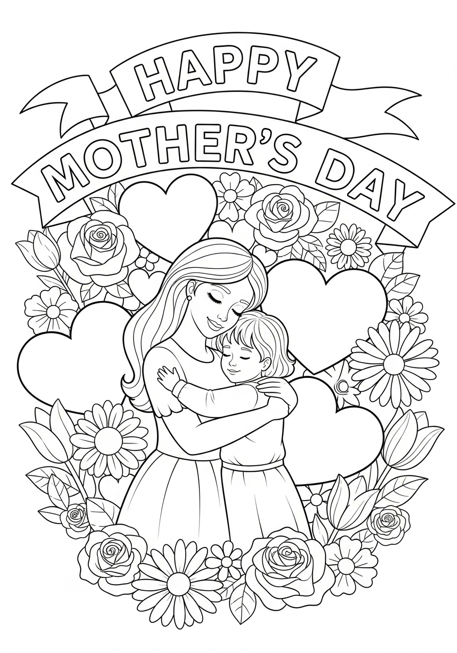 Mother’s Day coloring pages for adults easy