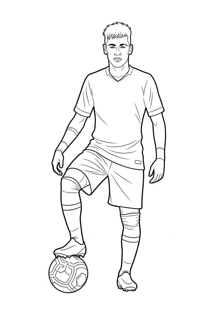 Neymar Coloring Pages 5 easy cute Neymar coloring pages
