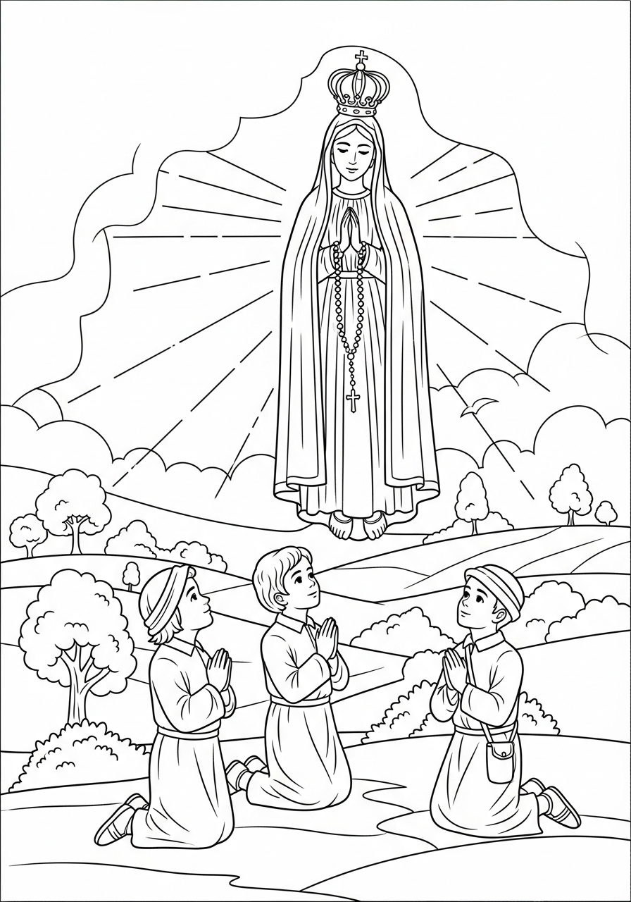 Our Lady of Fátima Coloring Pages 3 free printable Our Lady of Fátima coloring pages