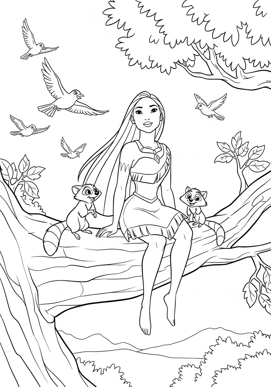 Pocahontas themed coloring pages