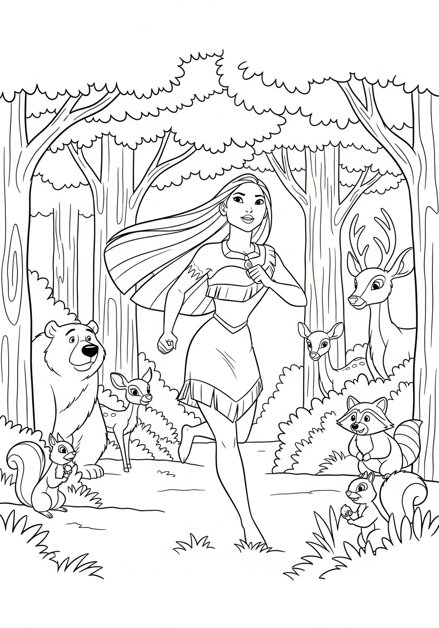 easy Pocahontas coloring pages