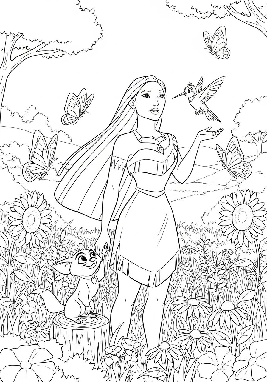 merry Pocahontas coloring pages