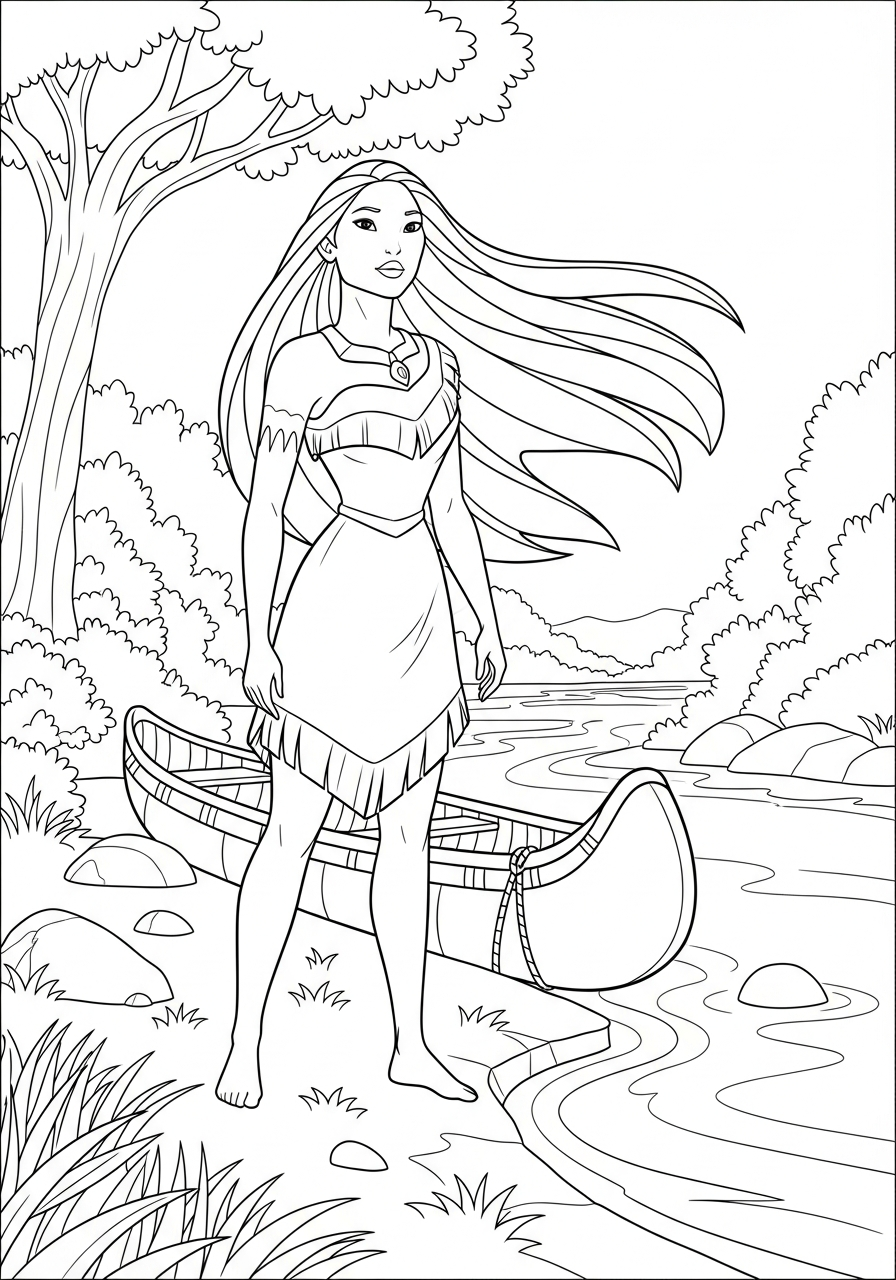 vintage Pocahontas coloring pages
