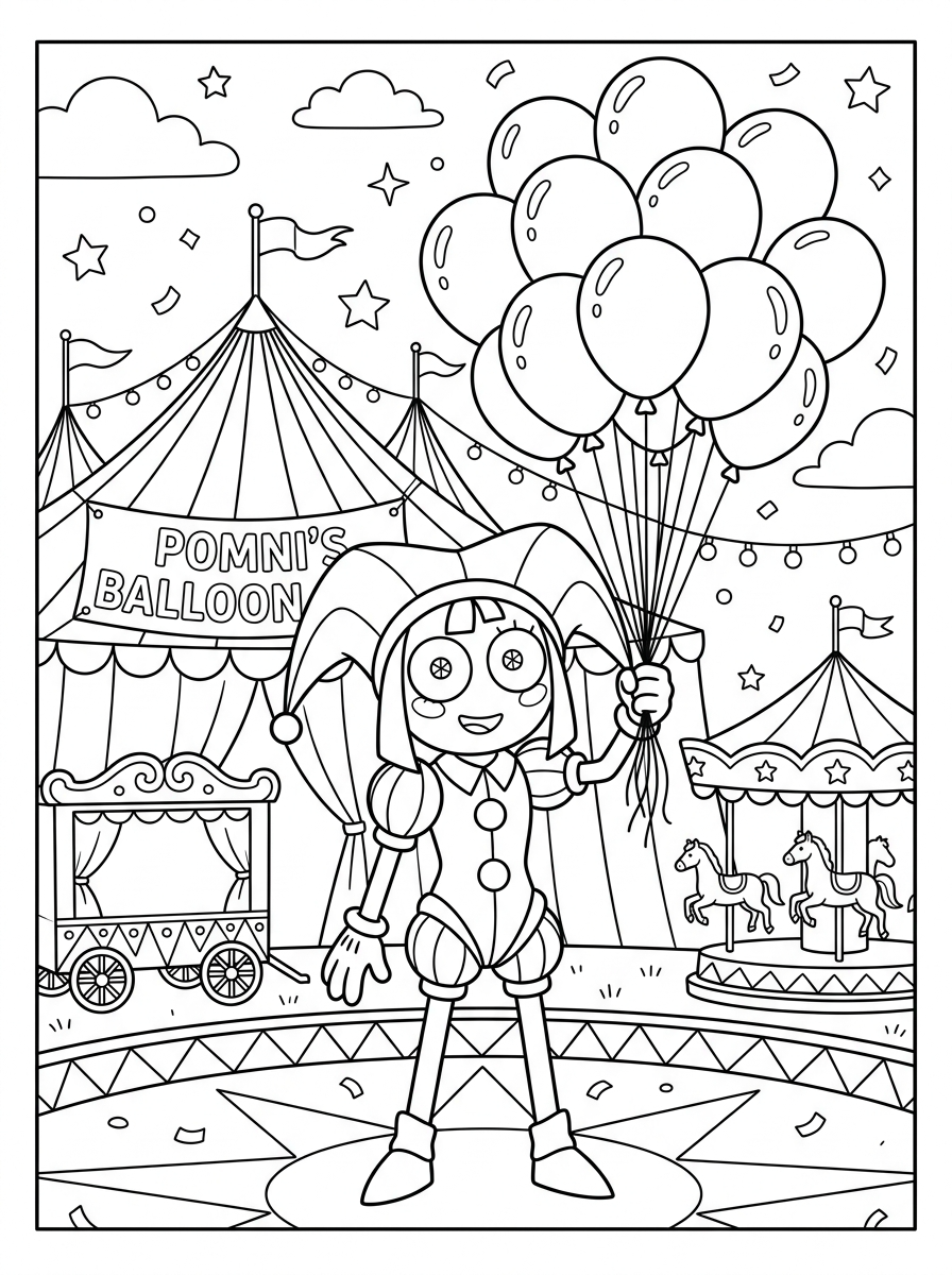 Pomni Coloring Pages 2 Pomni coloring pages easy