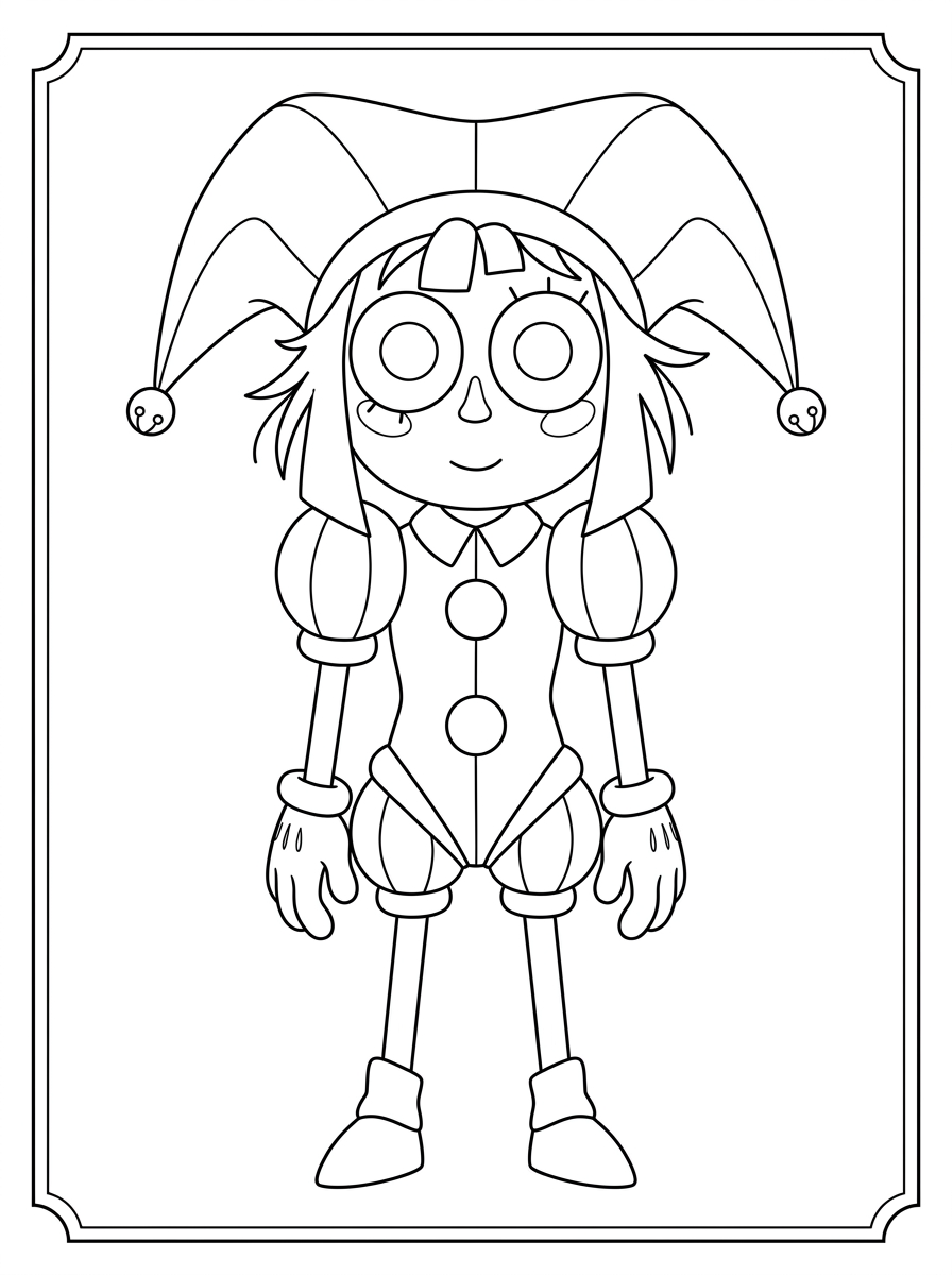 Pomni Coloring Pages 3 Pomni coloring pages for preschoolers