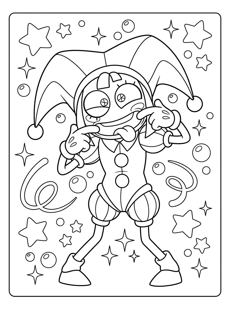 Pomni Coloring Pages 5 old-fashioned Pomni coloring pages
