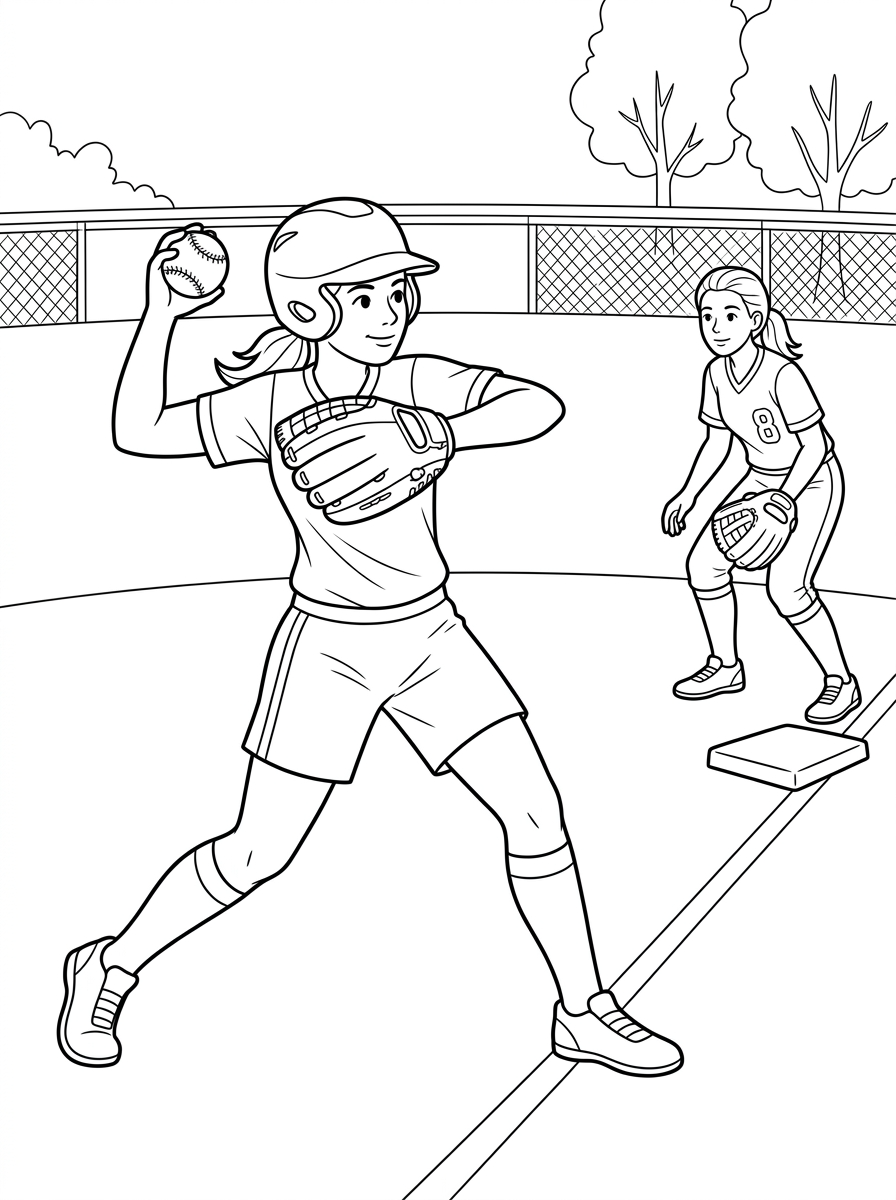 Kolay Softbol Boyama Sayfaları