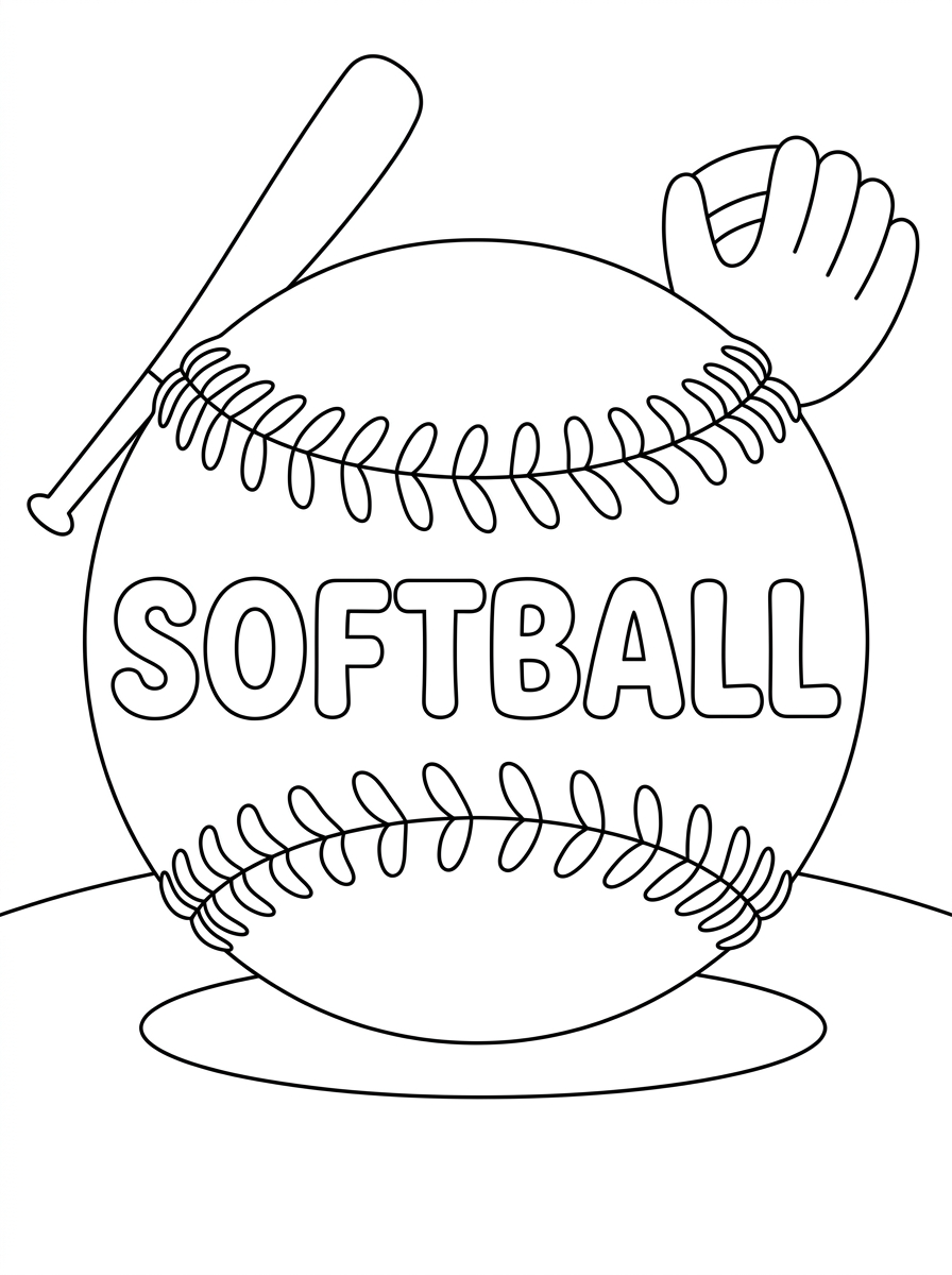 Yetişkinler için detaylı Softbol boyama sayfaları
