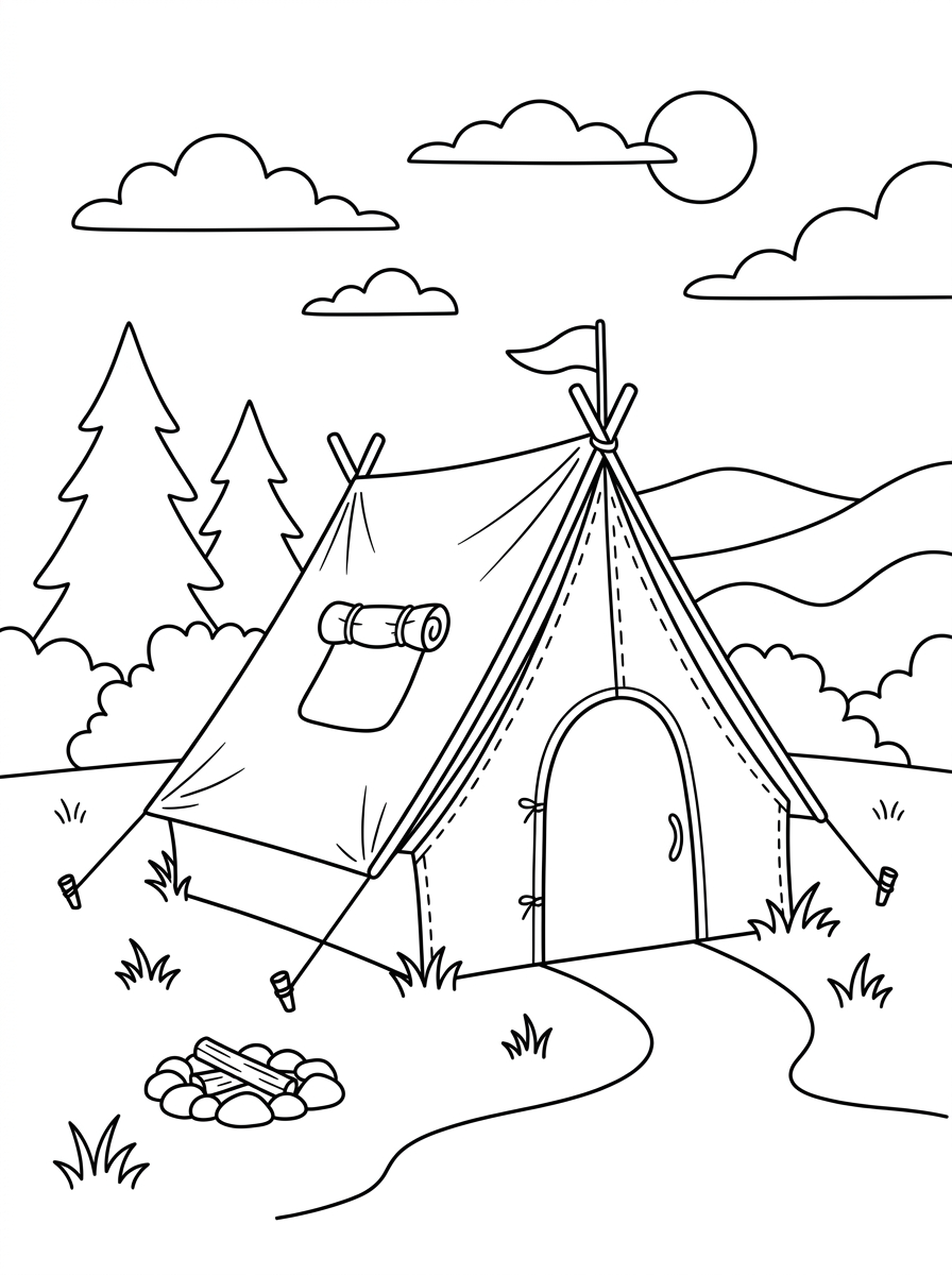 Tent Coloring Pages 10 kawaii cute Tent coloring pages