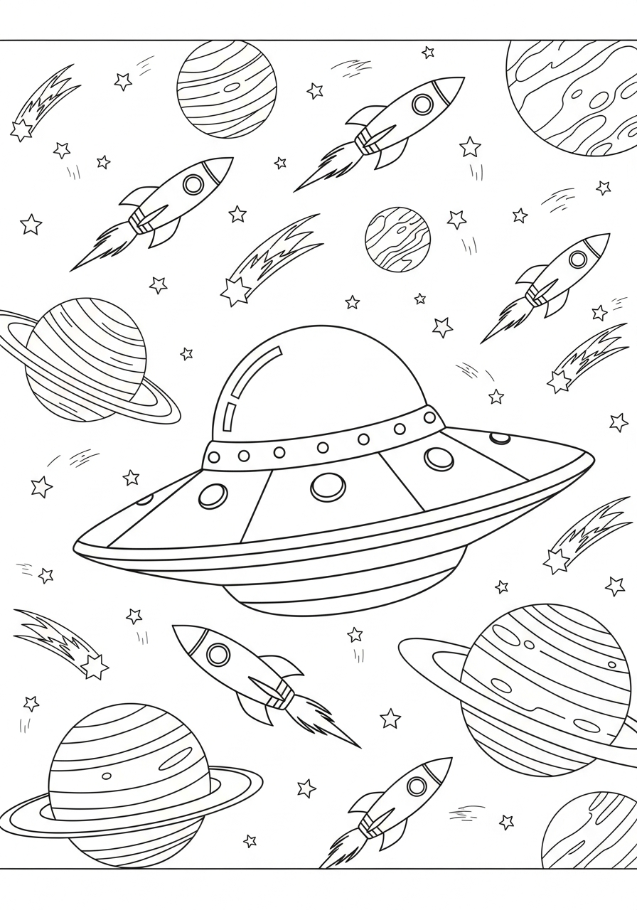 cute UFO coloring pages
