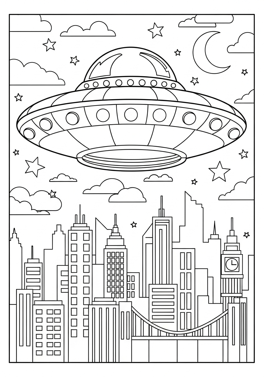 UFO coloring pages for adults easy 1