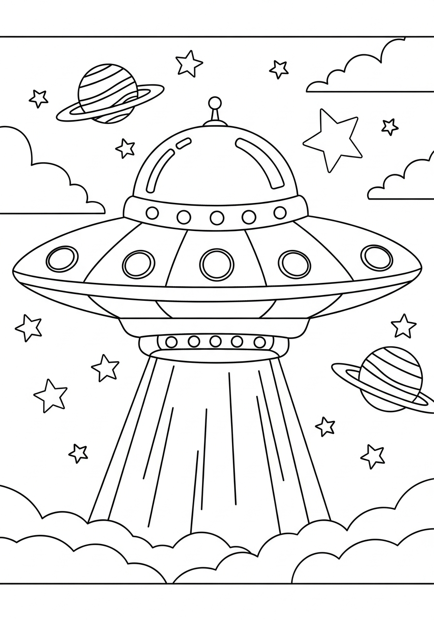 old-fashioned UFO coloring pages