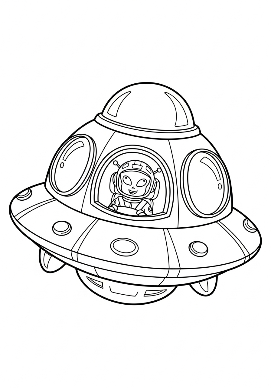 kawaii cute UFO coloring pages