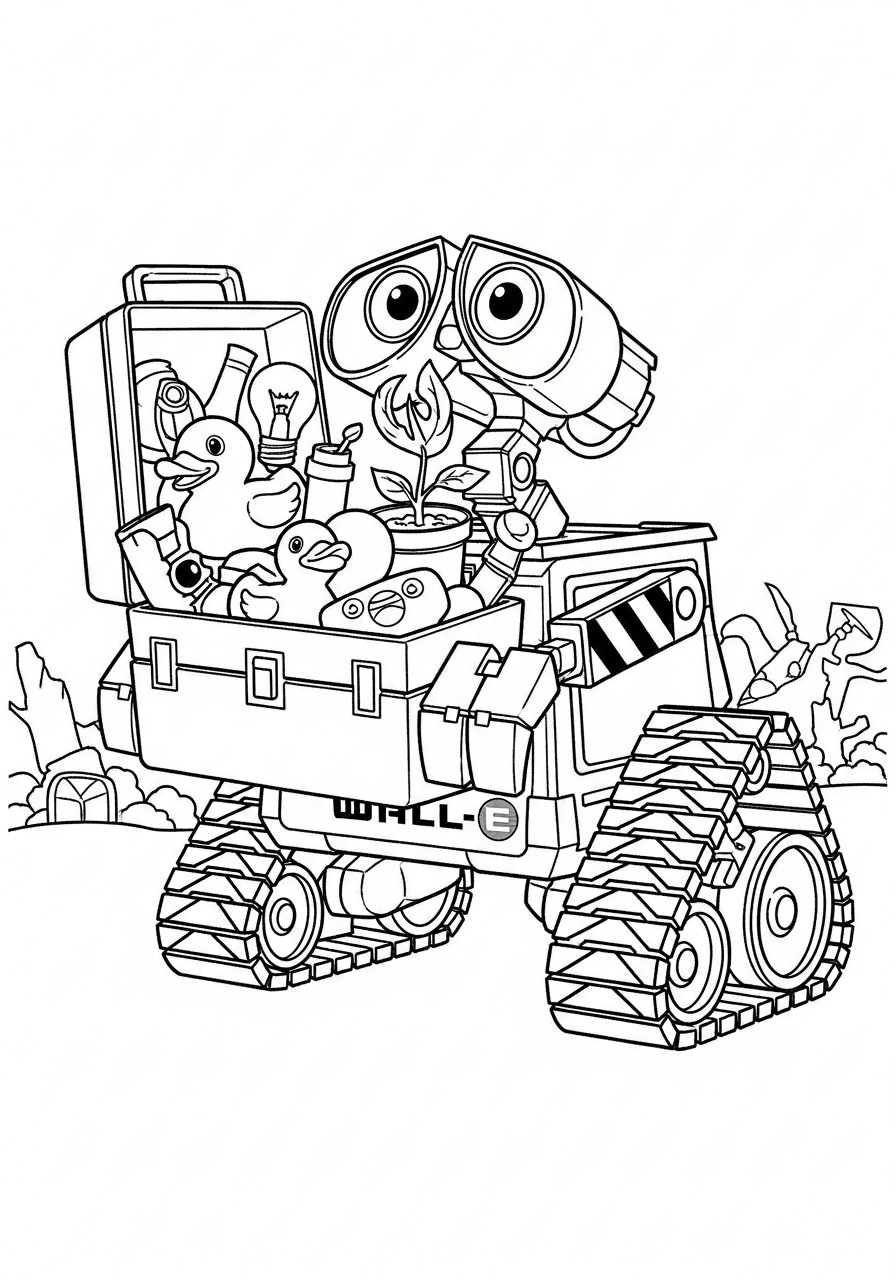 detailed Wall E coloring pages for adults