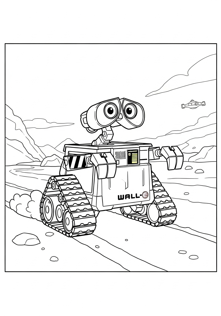 Wall E free coloring pages 1