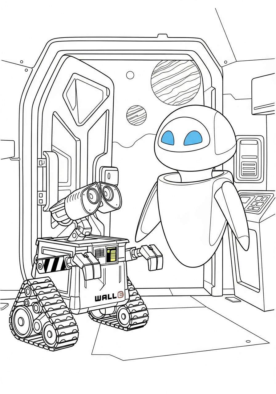 Wall E coloring pages for adults easy