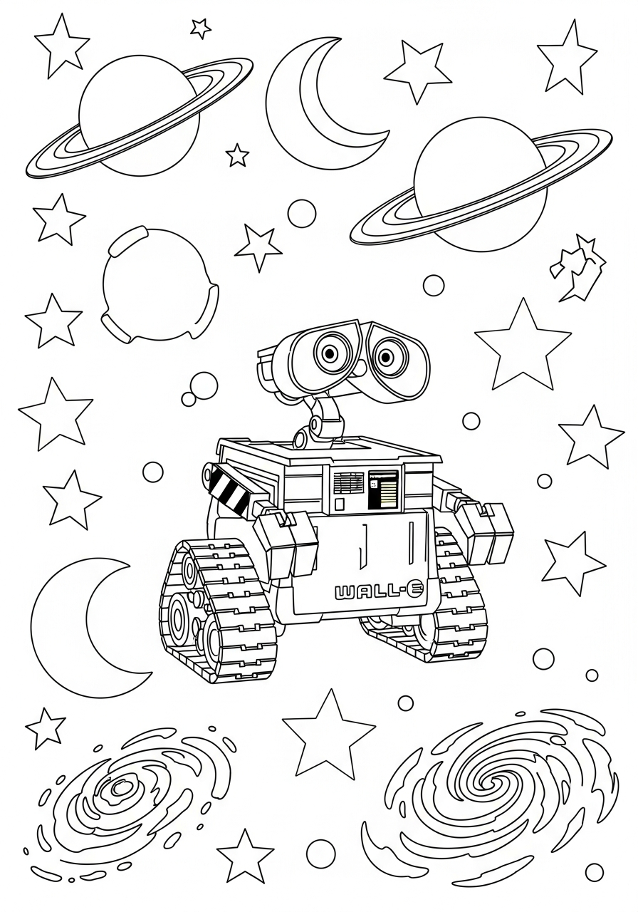 Wall E themed coloring pages