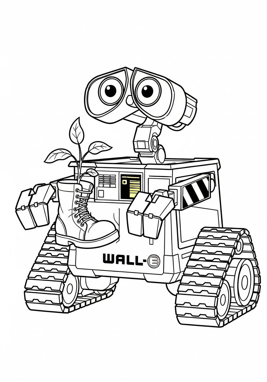 kawaii cute Wall E coloring pages