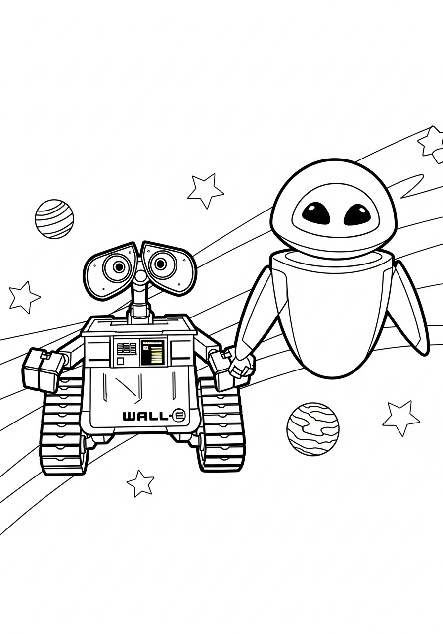 detailed Wall E coloring pages