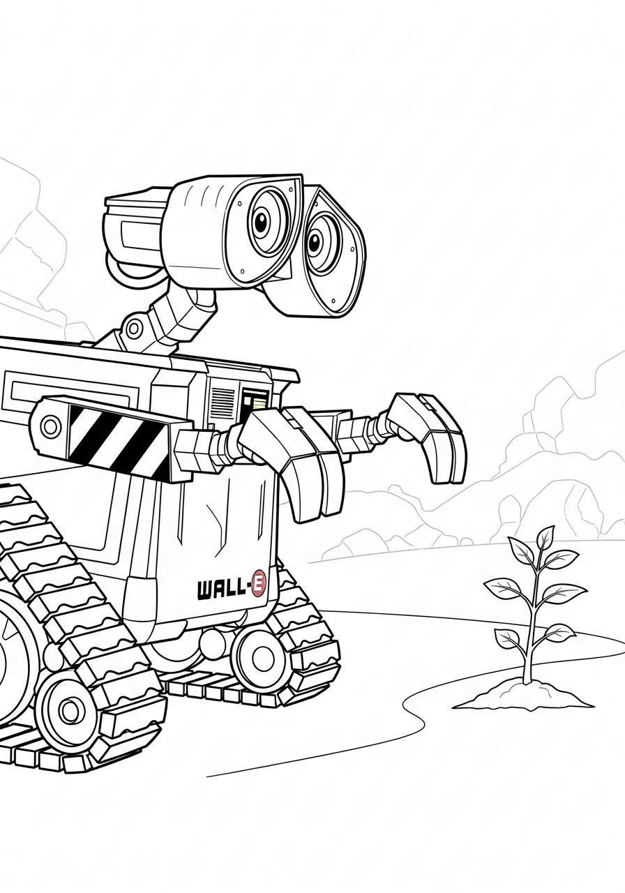 free full size printable Wall E coloring pages for adults pdf