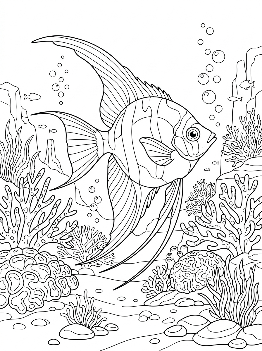 Angelfish Coloring Pages 14 adult Angelfish coloring pages