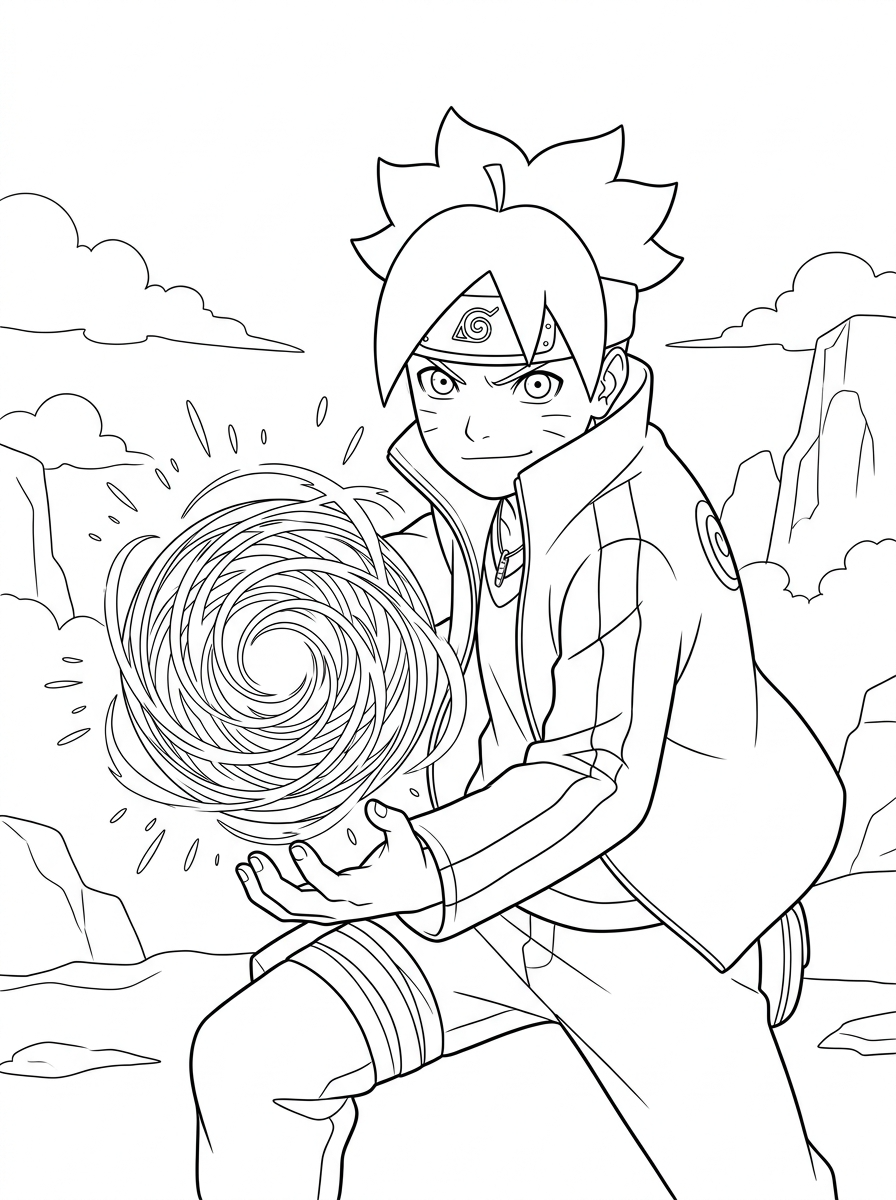 vintage Boruto coloring pages