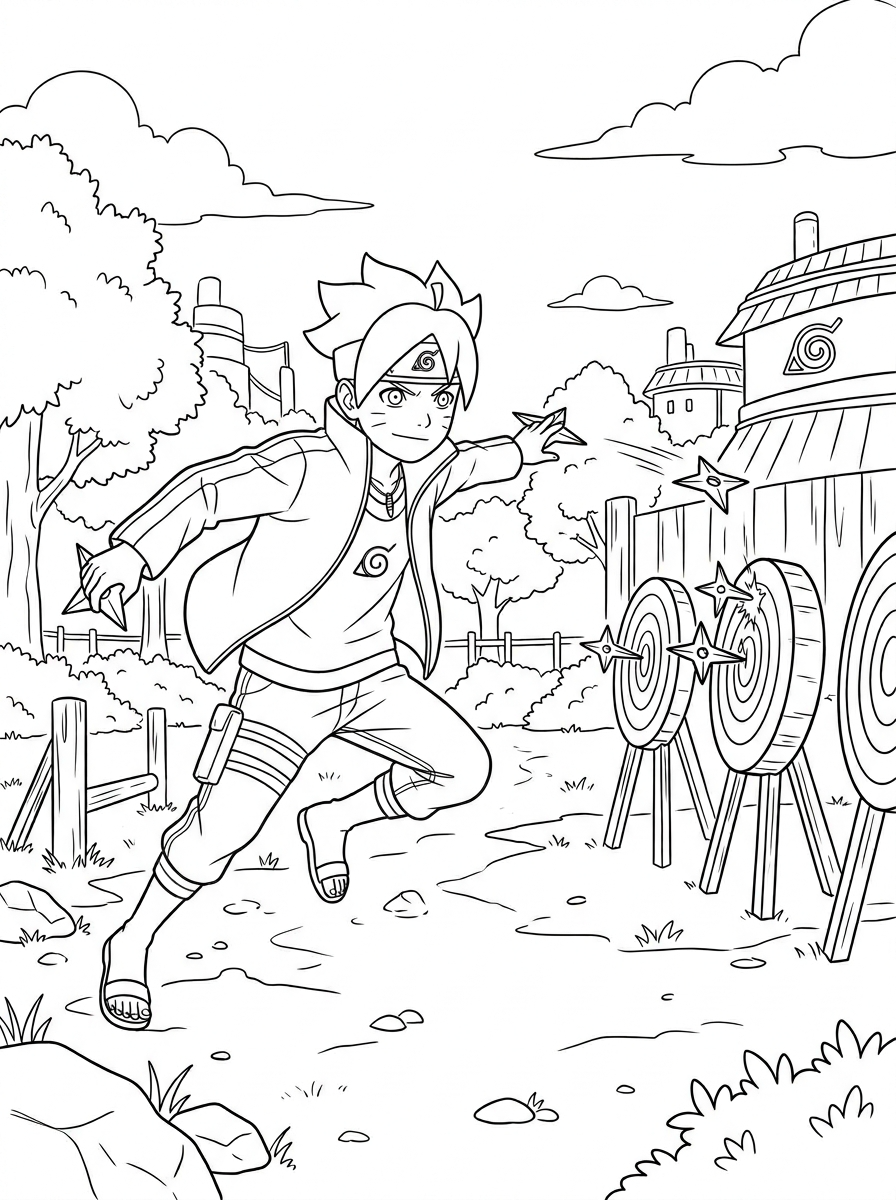 free Boruto tree coloring pages