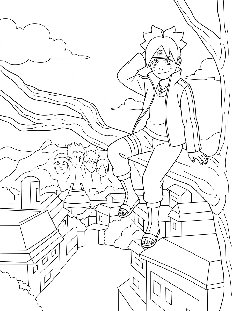 printable Boruto coloring pages for adults
