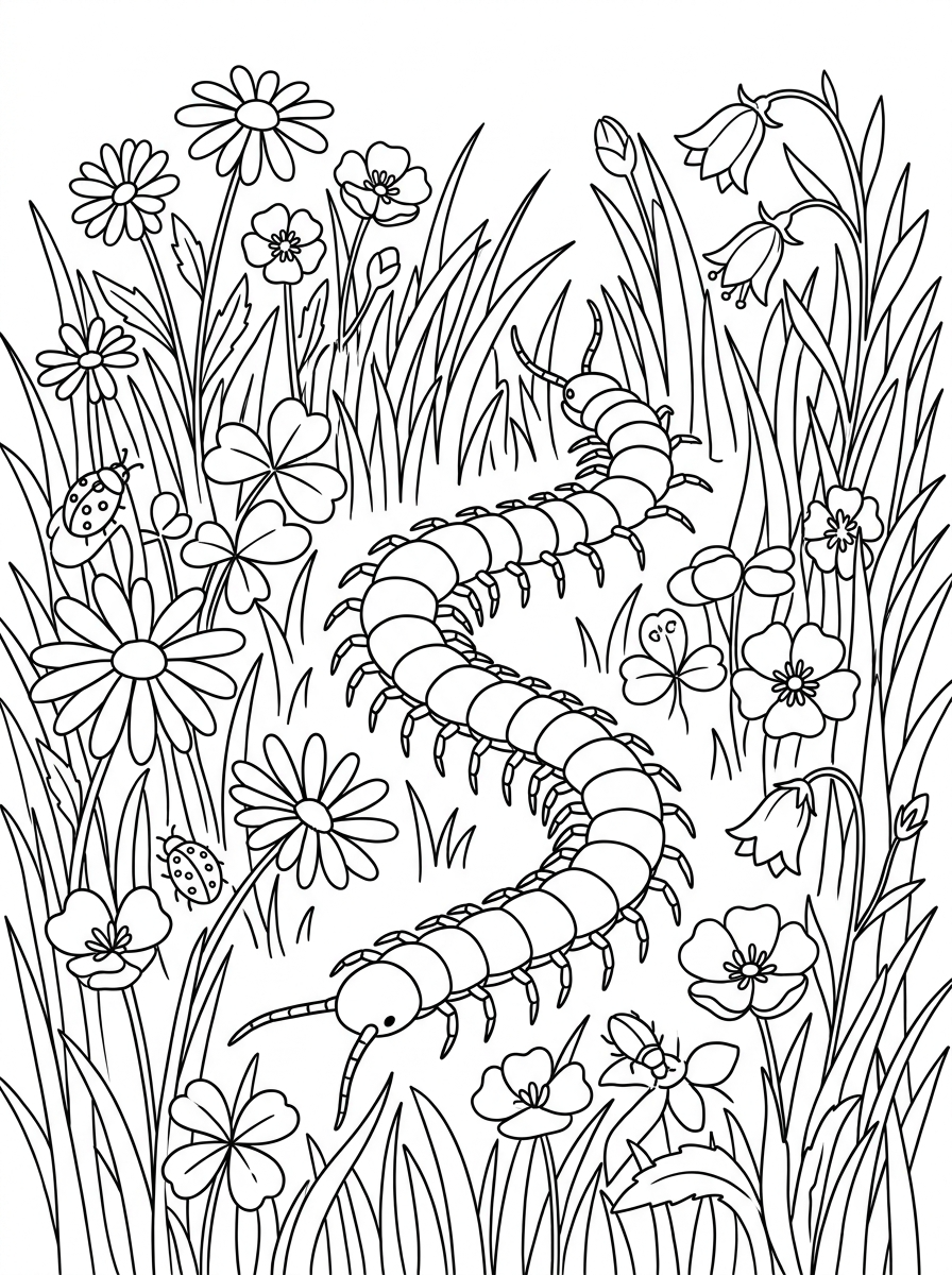Centipede themed coloring pages