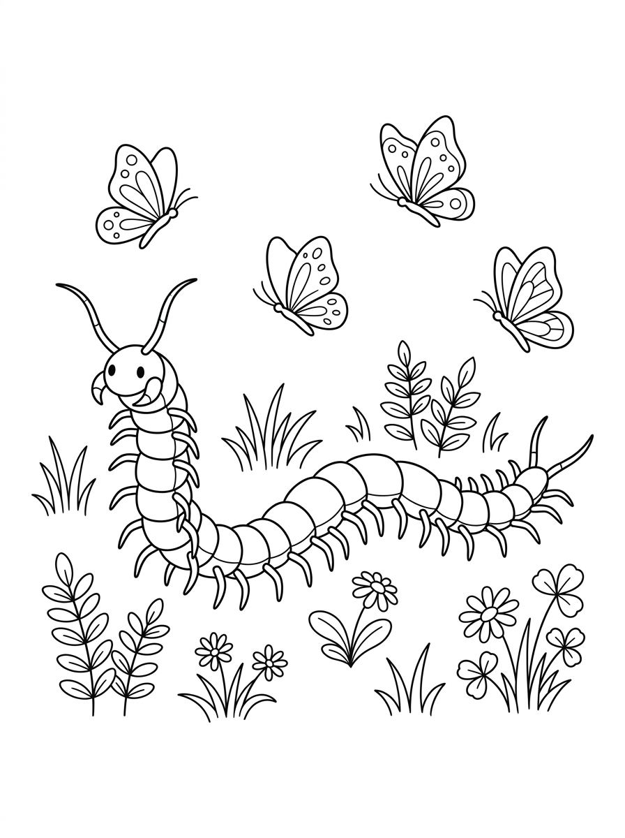 Centipede cards coloring pages