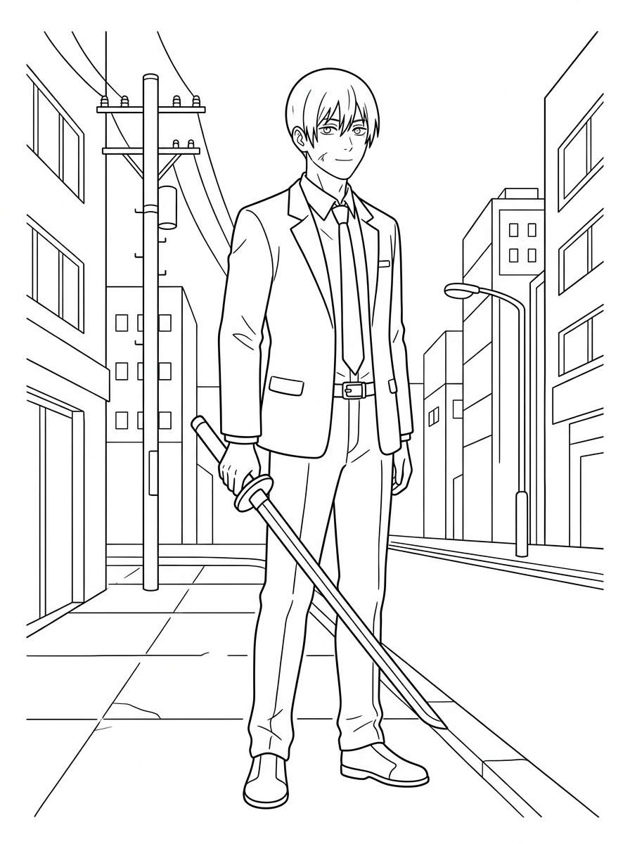 Chainsaw Man Coloring Pages 2 Chainsaw Man coloring pages easy