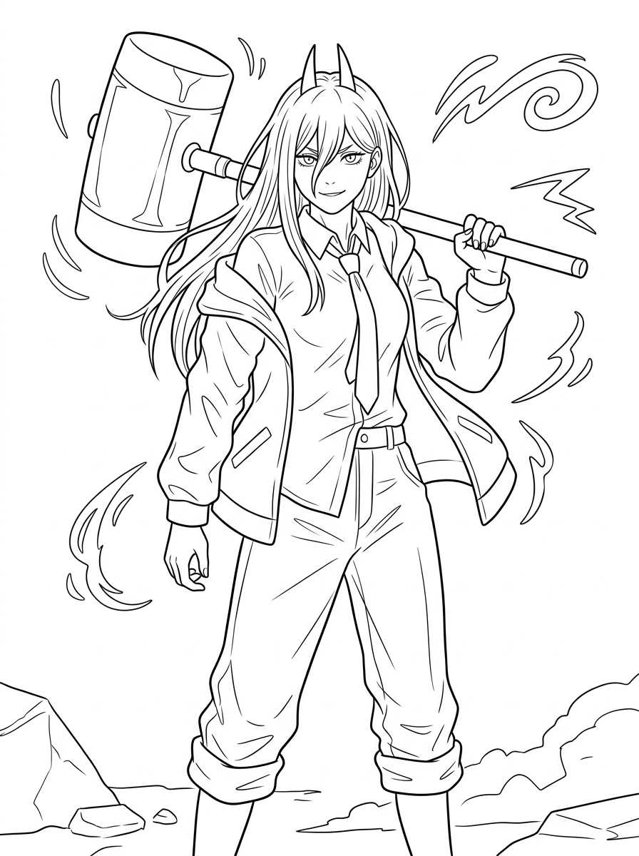 Chainsaw Man Coloring Pages 19 Chainsaw Man adult coloring pages