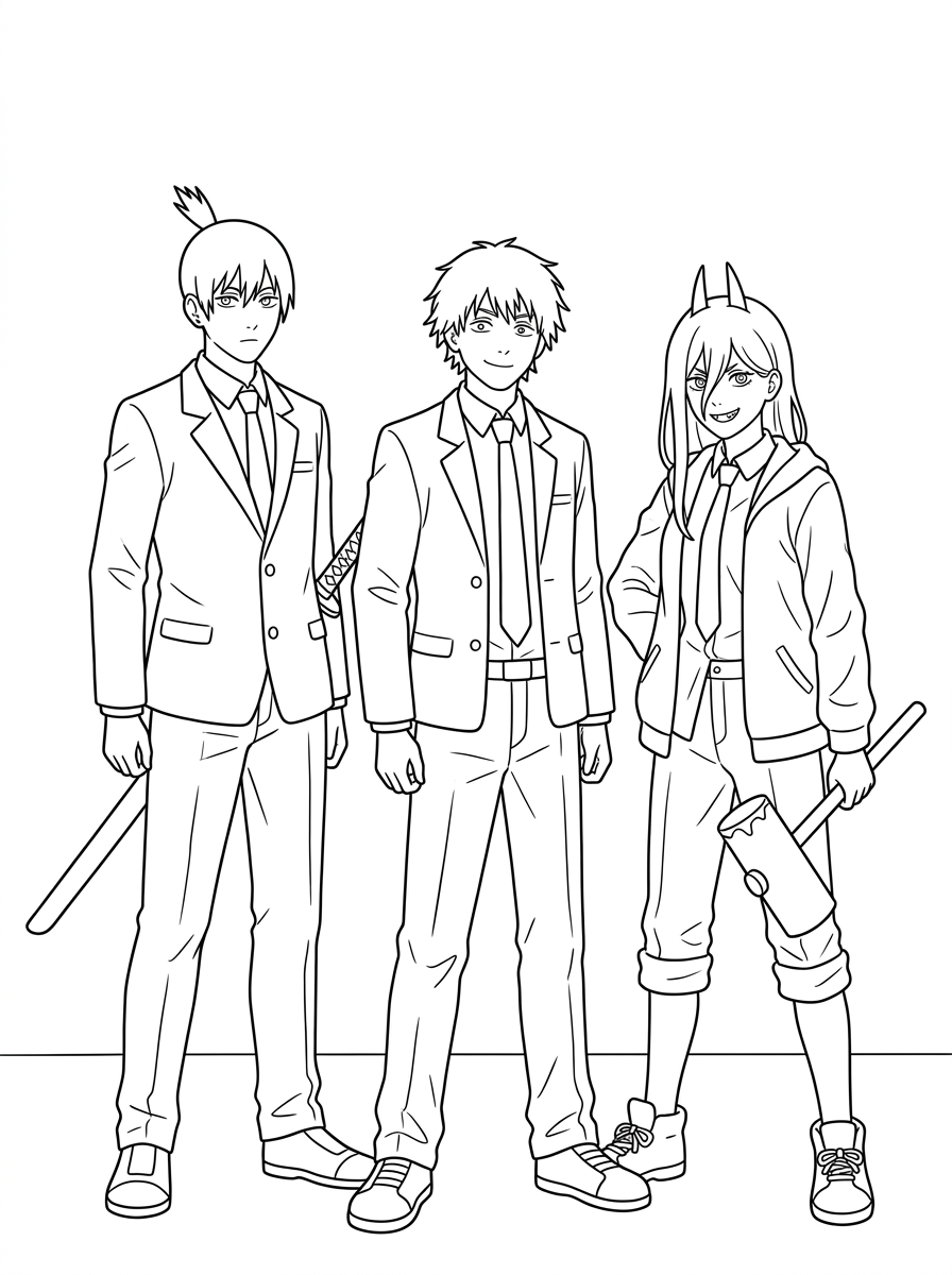 Chainsaw Man Coloring Pages 4 easy cute Chainsaw Man coloring pages