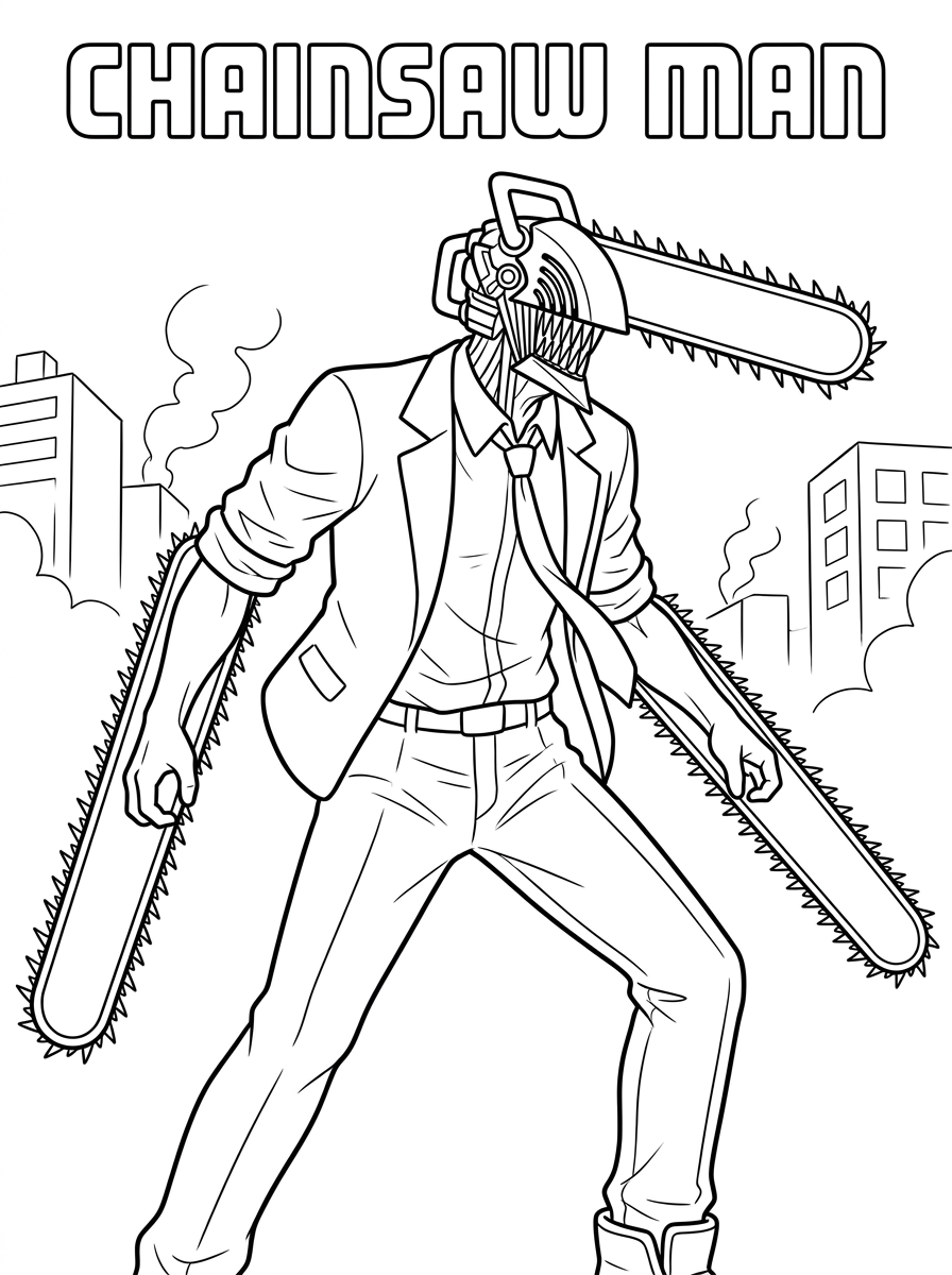 Chainsaw Man Coloring Pages 5 preschool Chainsaw Man coloring pages