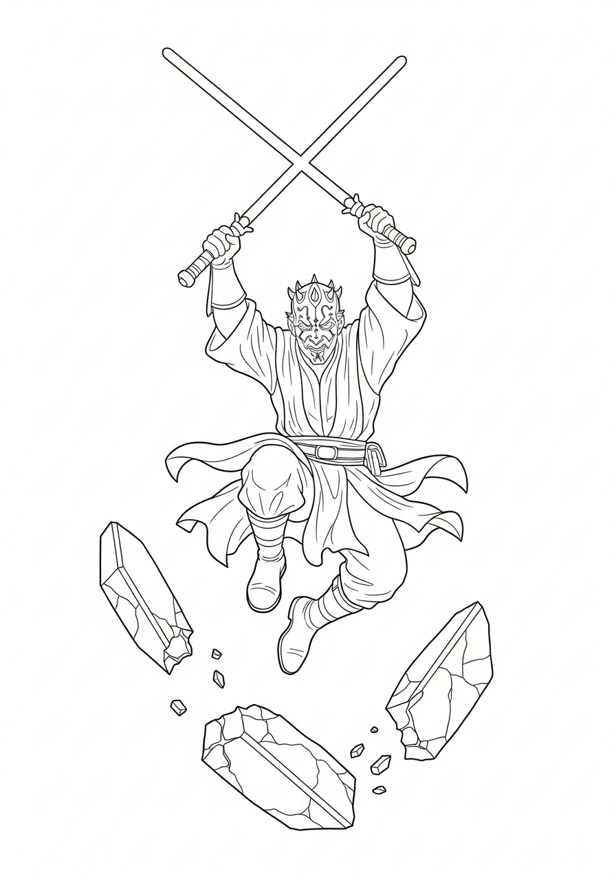grinch cute Darth Maul coloring pages