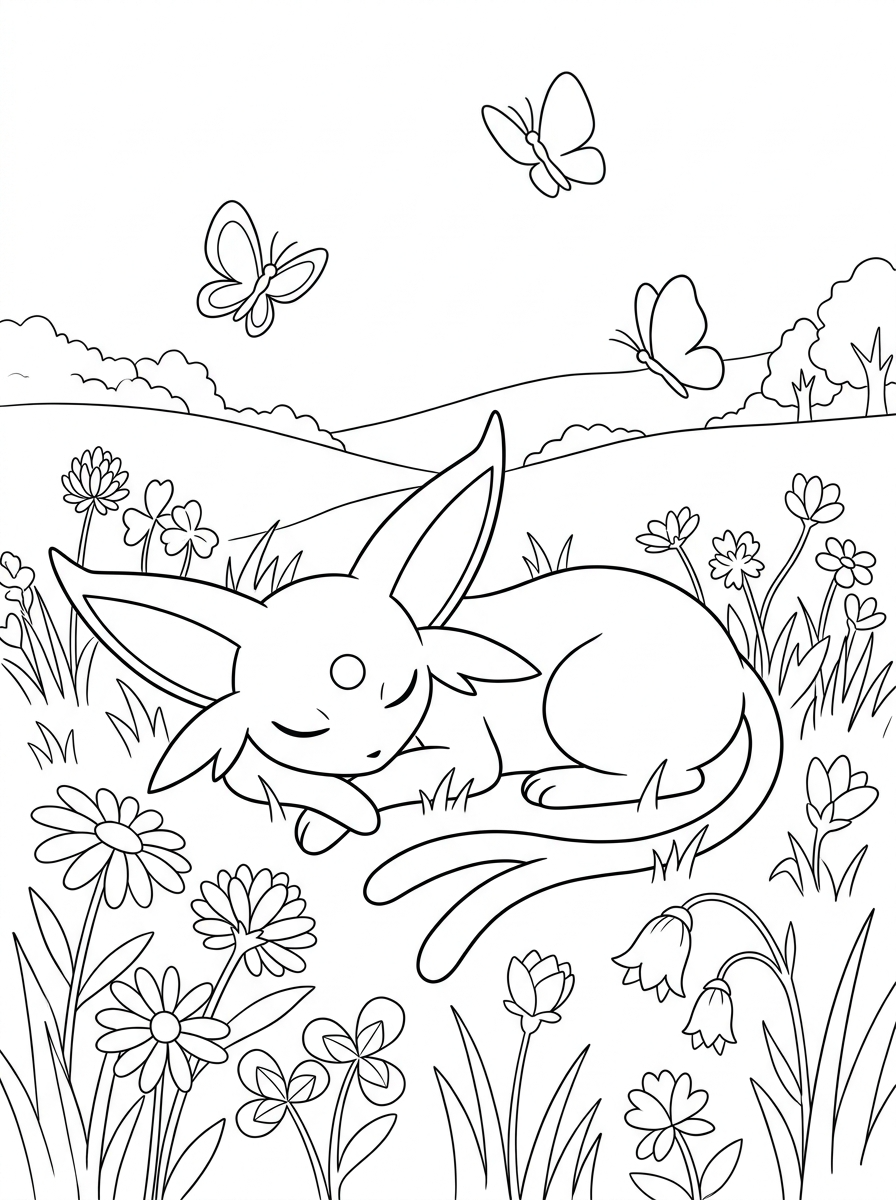 free full size printable Espeon coloring pages for adults pdf