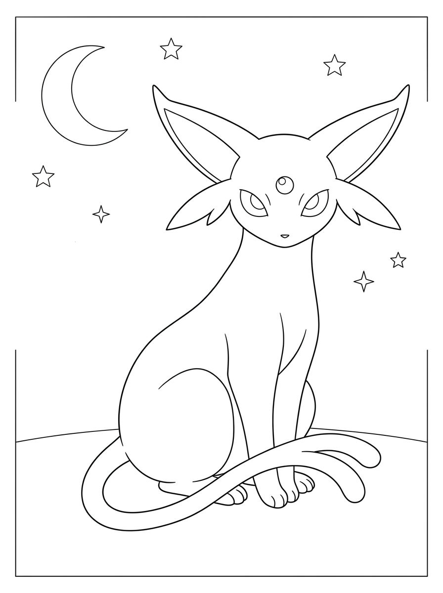easy cute Espeon coloring pages