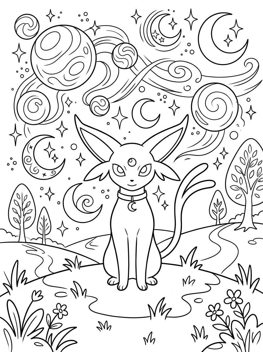 vintage Espeon coloring pages