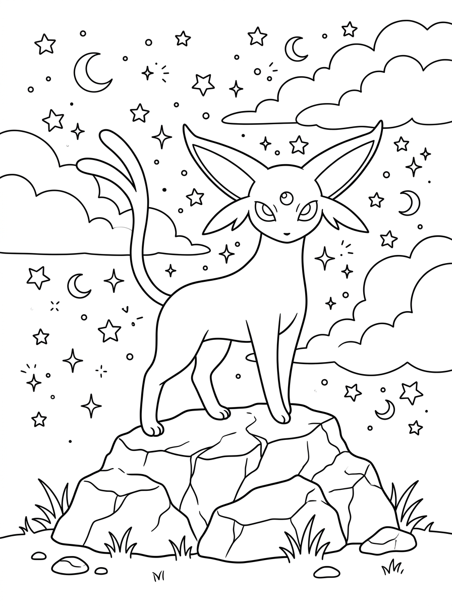 kawaii cute Espeon coloring pages