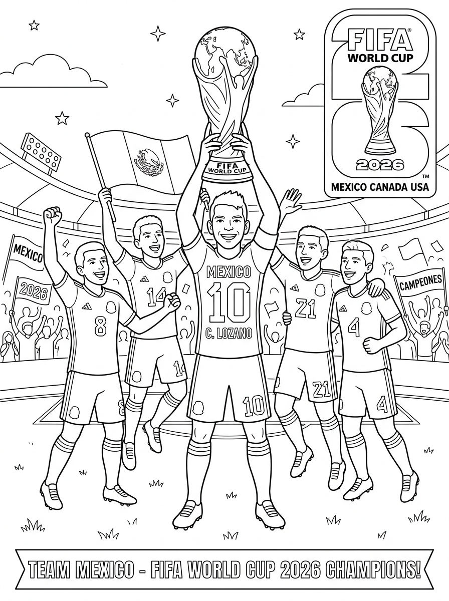 vintage FIFA World Cup 2026 coloring pages